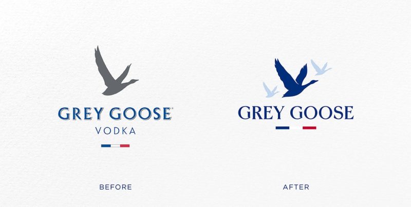 Grey Goose: Logo Before & After, rebrand by Intertype