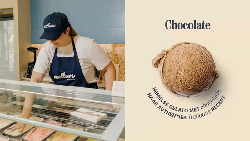 Mellum Art Direction: Gelato flavor selector, 2026 brand identity by MOQO
