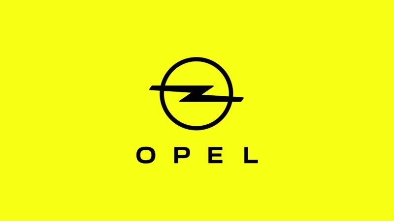 Vertical Lockup: Opel Logo on Yellow